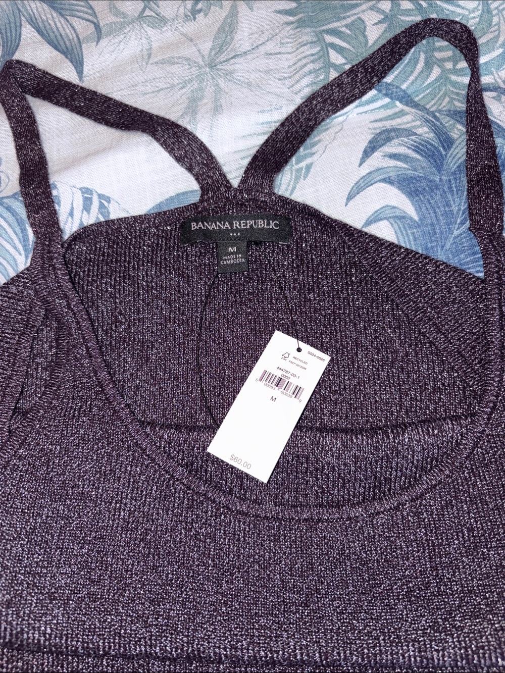 Banana Republic Plum Shimmer Knit Racerback Tank